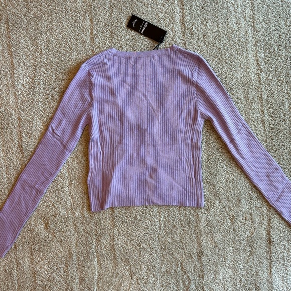 Ribbed Cropped Cardigan with Tie Front​ - Picture 4 of 5